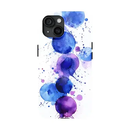 Blue Purple Watercolor Circles Abstract Art