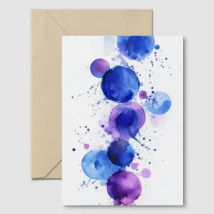 Blue Purple Watercolor Circles Abstract Art