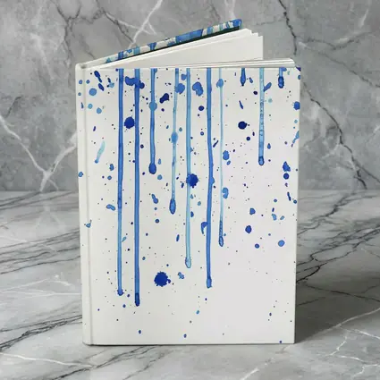 Blue Watercolor Drips Splatter White Background