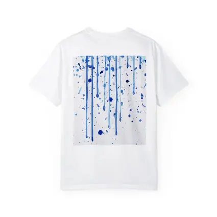 Blue Watercolor Drips Splatter White Background