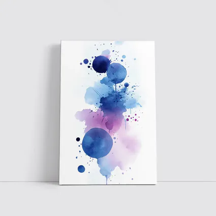Blue Purple Watercolor Abstract Splash Art