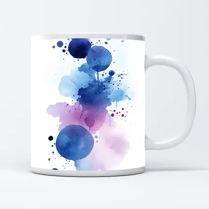 Blue Purple Watercolor Abstract Splash Art