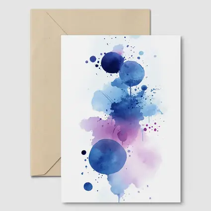 Blue Purple Watercolor Abstract Splash Art