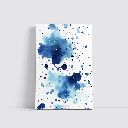 Blue Watercolor Ink Splash On White