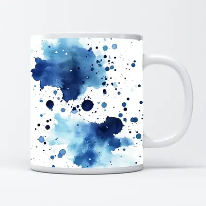 Blue Watercolor Ink Splash On White
