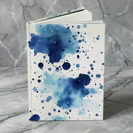 Blue Watercolor Ink Splash On White