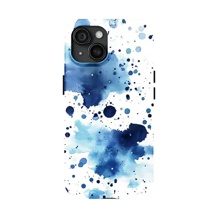 Blue Watercolor Ink Splash On White