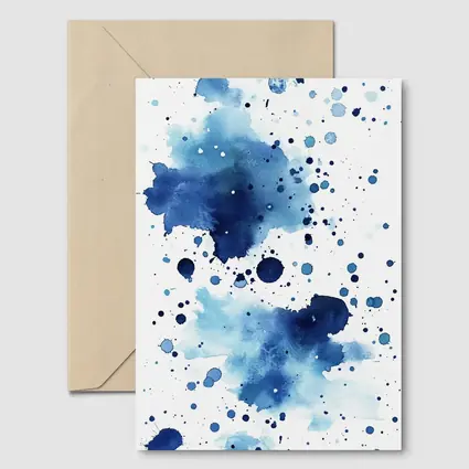 Blue Watercolor Ink Splash On White