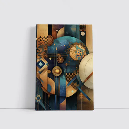 Abstract Gold Blue Geometric Cosmic Art