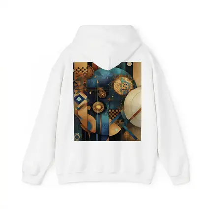 Abstract Gold Blue Geometric Cosmic Art