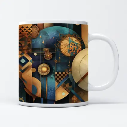 Abstract Gold Blue Geometric Cosmic Art