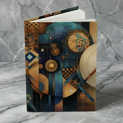 Abstract Gold Blue Geometric Cosmic Art