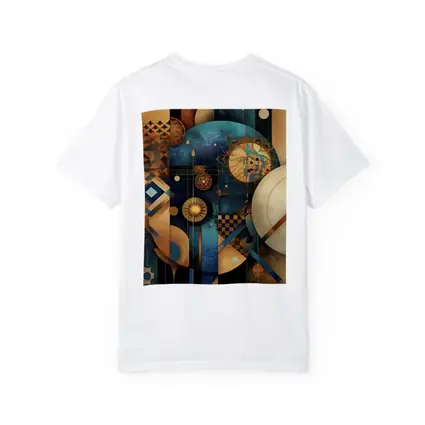 Abstract Gold Blue Geometric Cosmic Art