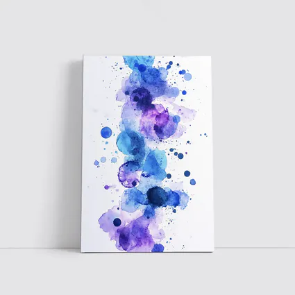 Blue Purple Watercolor Abstract Splash Art