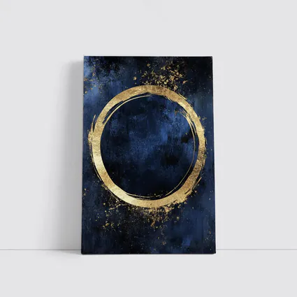 Gold Circle Brush Stroke Dark Blue Background