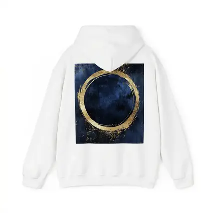 Gold Circle Brush Stroke Dark Blue Background