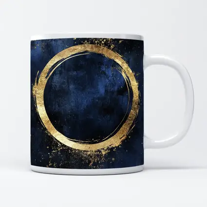 Gold Circle Brush Stroke Dark Blue Background