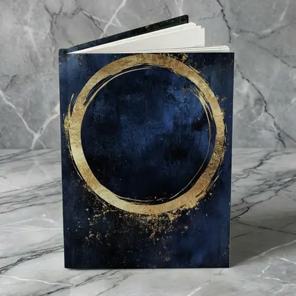 Gold Circle Brush Stroke Dark Blue Background