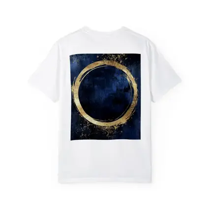 Gold Circle Brush Stroke Dark Blue Background
