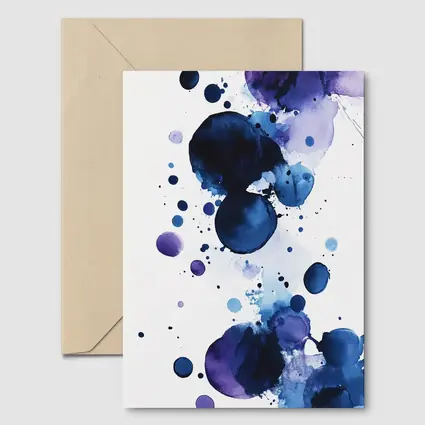 Blue Purple Watercolor Abstract Ink Drops