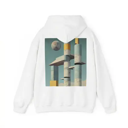 Brutalist Concrete Towers Moon Sky Art