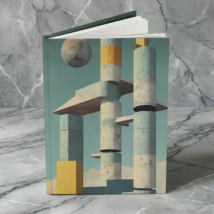 Brutalist Concrete Towers Moon Sky Art