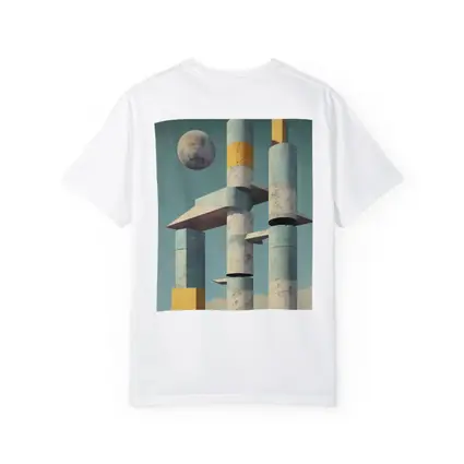 Brutalist Concrete Towers Moon Sky Art