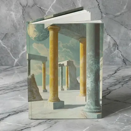 Surreal Ancient Columns Floating Planet Sky