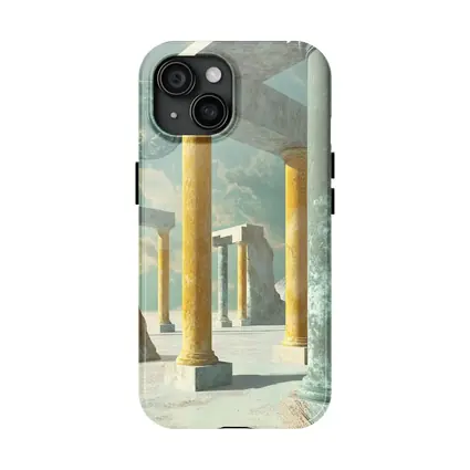 Surreal Ancient Columns Floating Planet Sky