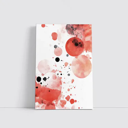 Red Watercolor Circles Abstract Art White Background