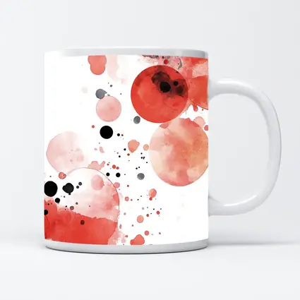 Red Watercolor Circles Abstract Art White Background
