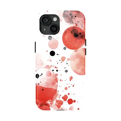 Red Watercolor Circles Abstract Art White Background