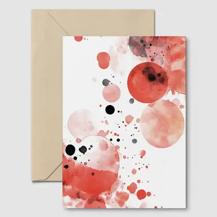 Red Watercolor Circles Abstract Art White Background