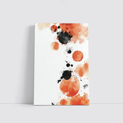Orange Black Watercolor Ink Splatter Abstract Art