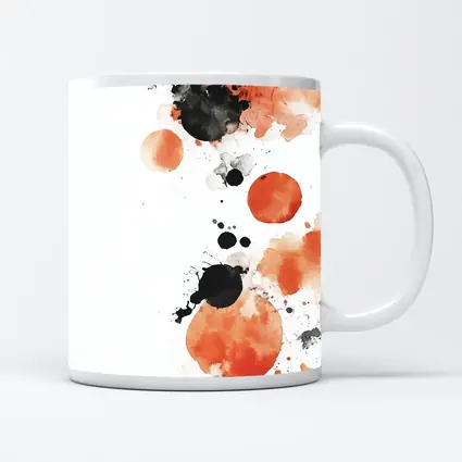 Orange Black Watercolor Ink Splatter Abstract Art