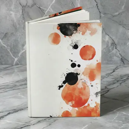 Orange Black Watercolor Ink Splatter Abstract Art