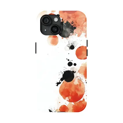 Orange Black Watercolor Ink Splatter Abstract Art