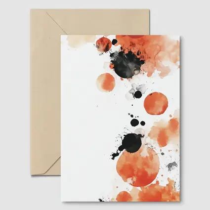 Orange Black Watercolor Ink Splatter Abstract Art