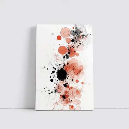 Red Black Ink Splash Abstract Watercolor Art