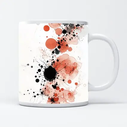 Red Black Ink Splash Abstract Watercolor Art