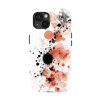 Red Black Ink Splash Abstract Watercolor Art