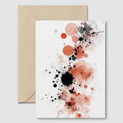 Red Black Ink Splash Abstract Watercolor Art