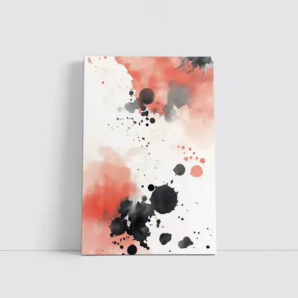 Red Black Ink Splatter Watercolor Abstract Art