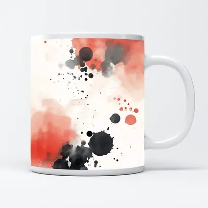 Red Black Ink Splatter Watercolor Abstract Art