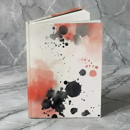 Red Black Ink Splatter Watercolor Abstract Art