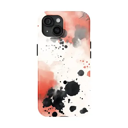 Red Black Ink Splatter Watercolor Abstract Art