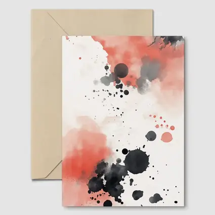 Red Black Ink Splatter Watercolor Abstract Art