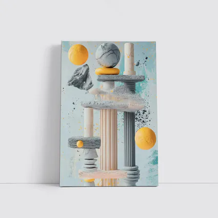 Greek Columns Marble Spheres Abstract Art