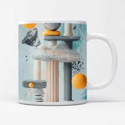 Greek Columns Marble Spheres Abstract Art