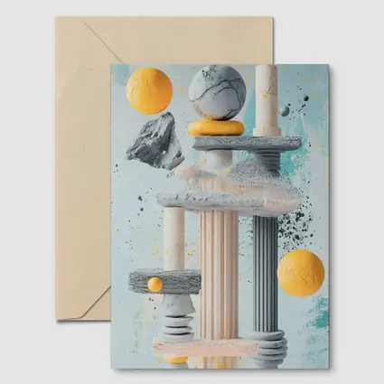 Greek Columns Marble Spheres Abstract Art